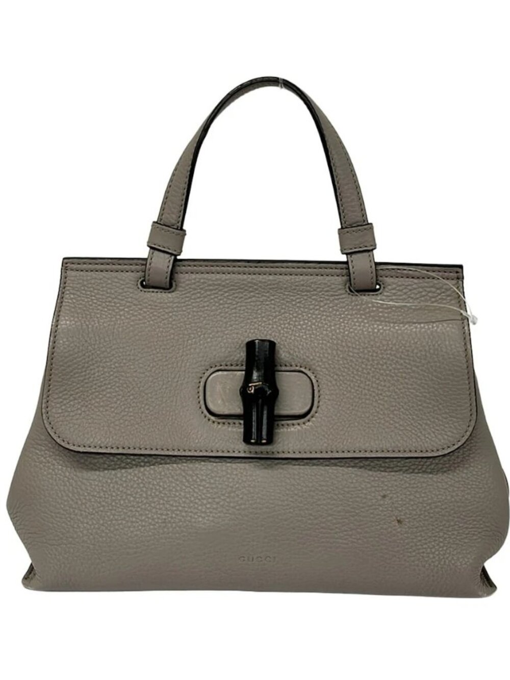GUCCI Bamboo Daily 370831 Gray Leather Handbag